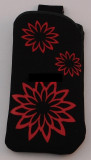 Toc textil cu tragator imitatie piele intoarsa Nokia 6300 model floare, Negru, Alt model telefon Nokia, Alt material