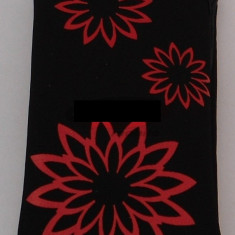 Toc textil cu tragator imitatie piele intoarsa Nokia 6300 model floare