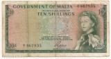 MALTA 10 Shillings 1949 (1963) F