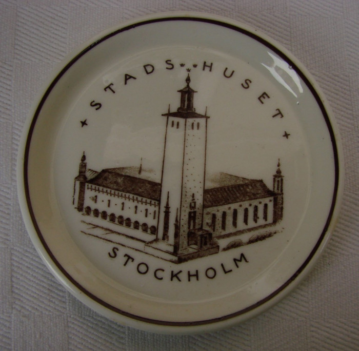 Impresionanta farfurioara din portelan suedez Gustavsberg Stads Huset ROTARY KLUBB Stockholms 1926 - 1936