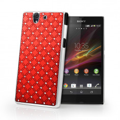 Carcasa rosu Crom Diamant Pietre Cristale Club Bling Sony Xperia Z foto