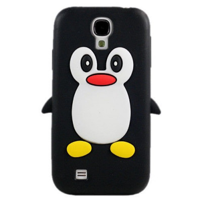 Husa silicon PINGUIN NEGRU Samsung Galaxy S4 i9500 i9505 foto