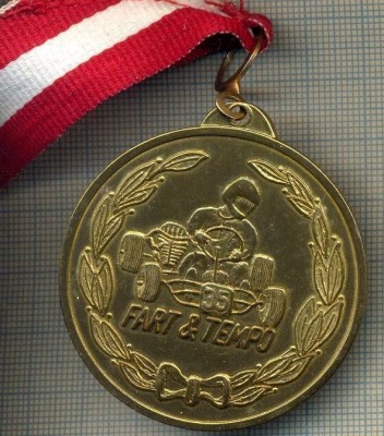 ATAM2001 MEDALIE 738 - SPORTIVA- CARTING(KARTING) - LOCUL I -FART&amp;amp;TEMPO - DANEMARCA ? - PANGLICA ROSU, ALB, ROSU -starea care se vede foto