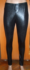 Colanti luciosi wet look pantaloni elastici negri NEW LOOK marimea M foto