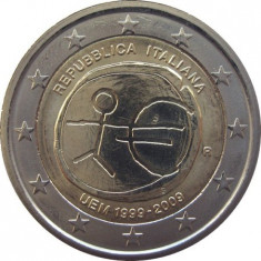 ITALIA moneda 2 euro comemorativa 2009 EMU-10 ani Uniune, UNC foto