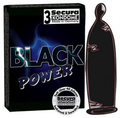 Prezervative Negre Secura Black Power 3 buc. foto