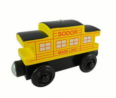 Wooden trenulet Thomas - SODOR LINE CABOOSE YELLOW vagon din lemn cu magnet -NOU foto