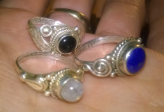 set!lot 3 inele argint 925 marimea 4.5, 4 cu lapis lazuli; perla si onix natural!?ptr degetul mic; fetite ; picior foto