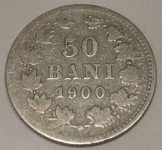 G5. ROMANIA 50 BANI 1900, ARGINT, 2.50 g., 0.835, 19 mm, Carol I ** foto