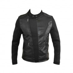 Geaca Barbati Zara Men Primavara Casual Eco Moto Culoare Negru D250 foto