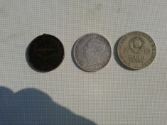 3 monede de colectie ,una din argint .reducere foto