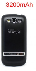 POWER BANK Baterie 3200mah - Husa FLIP neagra detalii silver 3200 mAh Samsung Galaxy S3 + folie ecran foto
