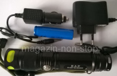 Lanterna Cu Led Q5 Acumulator Li-ion 4200 mAh Incarcator Casa Si Masina FA 807 foto