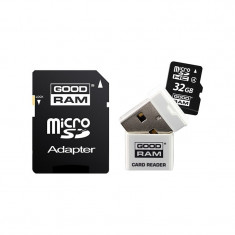 Card Goodram microSDHC 32GB Class 4 cu Adaptor SD si card reader microSD foto