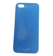 Husa Protectie Spate OEM pentru iPhone 5 si 5S Fluture Brodat Bleu foto