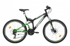 Bicicleta MTB Suspension Sprint Parallax Otel Negru - Verde 26 Inch SPRINT foto