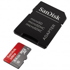 Card SANDISK Ultra microSDXC 48Mbs UHS-I 64GB Class10 cu adaptor SD foto