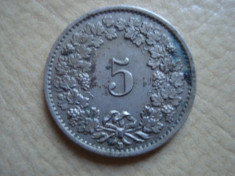 MONEDA ELVETIA 5 RAPPEN ANUL 1919 foto