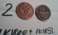 1 KREUZER 1800+CADOU 1 KREUZER 1851 A foto