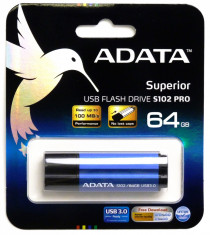 Adata memorie externa USB 3.0 S102 PRO, 64GB, albastra foto