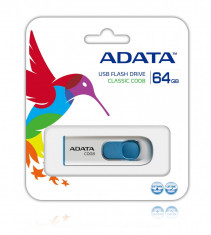 A-Data memorie externa USB 2.0 C008 64GB, alb cu albastru foto