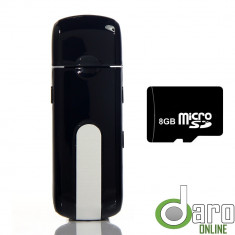 MEMORY STICK USB CAMERA VIDEO U8 + CARD 8GB | Garantie | spy | spion | ascunsa foto