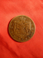 Moneda 5 Bani 1884 Carol I , bronz , cal.Buna - Romania foto