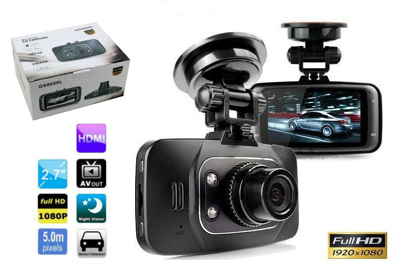 NOU Camera Auto DVR Video GS8000L Full HD 1920x1080P cu Nightvision  Infrarosu 30fps G Sensor Card MicroSD 16GB GARANTIE + Verificare Colet |  Okazii.ro