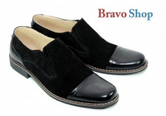 Pantofi negri barbati casual-eleganti din piele naturala mas. 40 - Made in Romania - LICHIDARE DE STOC foto