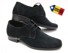 Pantofi barbati piele naturala, casual-eleganti &amp;quot;Rovi Design&amp;quot; mas. 41 - Pantofi piele intoarsa bleumarin - LICHIDARE DE STOC! foto