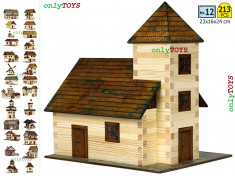 Set constructie casuta casute din lemn Biserca eco walachia church lego wood log foto