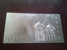 Bancnota 20 Euro placata cu Ag 99.9% foto