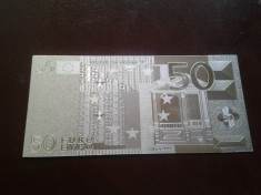 Bancnota 50 Euro placata cu Ag 99.9% foto