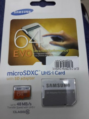 SAMSUNG MICROSDXC UHS-I CARD CLASS 10 64GB, EVO, NOU SIGILAT, GARANTIE 10 ANI foto