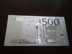 Bancnota 500 Euro placata cu Ag 99.9% foto