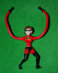 Jucarie figurina super eroina Helen Parr, desen animat Disney Pixar The Incredibles (Incredibilii), maini lungi, flexibila din brau, haioasa, rosu foto