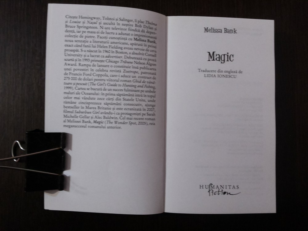 MAGIC -- Melissa Bank - Traducere din engleza de Lidia Ionescu -- 2007, 418  p., Humanitas | Okazii.ro