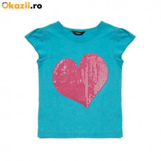 Nou! Tricou albastru cu inima, marca GEORGE, fetite 2-3 ani/ 92-98 cm foto