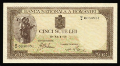 ROMANIA 500 LEI 1940 UNC NECIRCULATA foto