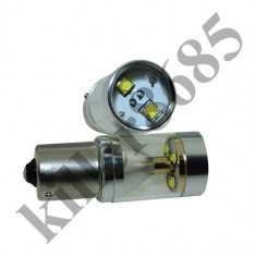 Bec P21W / 1156 9G cu led CREE putere 30W, conic, pentru marsarier, pozitie, stop - Alb rece foto