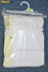 Noi! Set 3 pijamale intregi cu calcai, marca FF baby, fetite 12-18 luni/ 86 cm foto