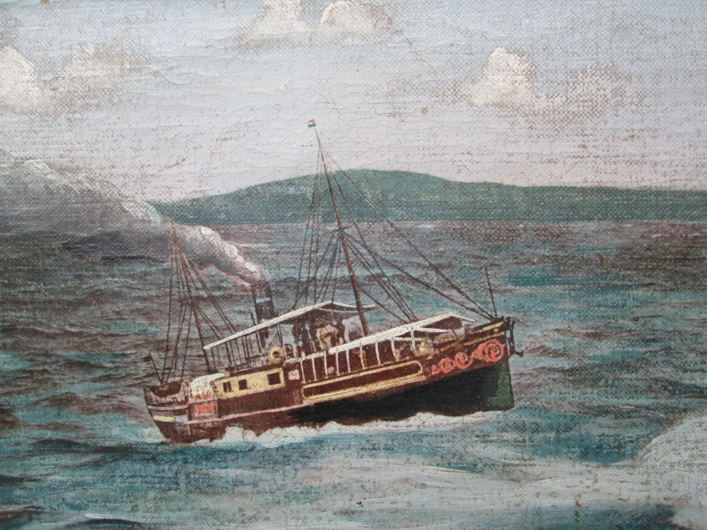 Vapor pe lacul Balaton , pictura veche in ulei pe panza , marina, Marine,  Miniatural | Okazii.ro