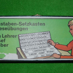 Joc educativ de invatat limba germana, Buchstaben - Setzkasten für Leseübungen von Lehrer Josef Weber, vechi, vintage, colectie, anii '40, educatie,