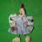 Jucarie gaina cu pui in buzunar (puicuta), rochita colorata, haioasa, decor Pasti /Paste, 22cm, material textil