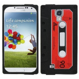 Husa retro CASETA Samsung Galaxy S4 + folie ecran si cablu date cadou, Negru, Silicon