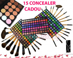 Trusa Machiaj 252 culori Fraulein38 Germania + 32 pensule machiaj profesionale Fraulein38 Natural Wood + CADOU Trusa 15 Concealer Fraulein38 foto