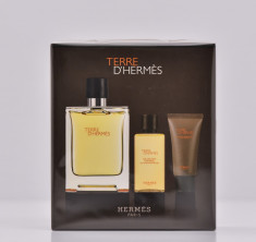 Parfum HERMES Terre D` Hermes SET 75 ML parfum + 40 ML gel dus + 15 ML After Shave Balsam, pentru barbati foto