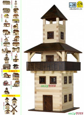 Casute din barne din lemn de pin- TURNUL (jucarie eco walachia tower lego wood) foto