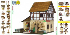 Set casute casuta din lemn MOARA DE APA jucarie eco walachia WaterMill lego wood foto