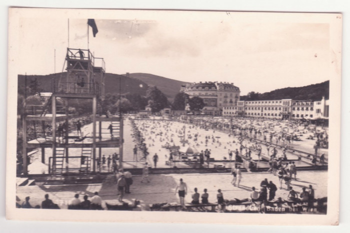 CARTE POSTALA SCRISA DIN AUSTRIA - BADEN BEI WIEN, STRANDUL, ANUL 1951